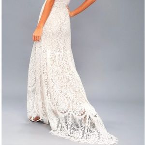Lulu's FLYNN WHITE LACE MAXI DRESS